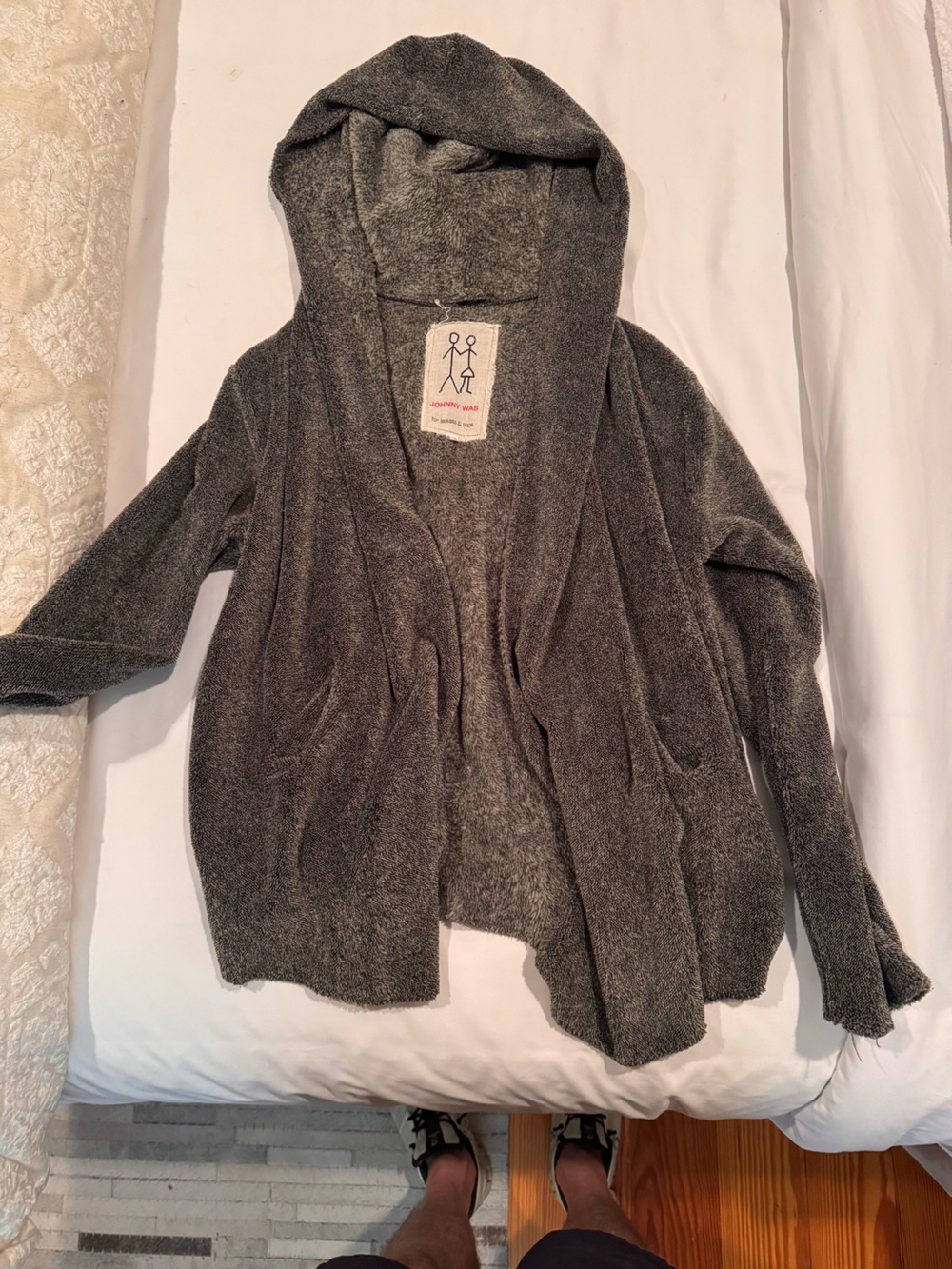 Johnny Was - Cozy Open-Front Gray Cardigan